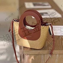 拉菲草編織水桶包菜籃子抽繩內膽拼帆布手提單肩斜挎度假沙灘女包--麥包包 歷史價格詳細信息