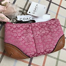 Coach 經典 粉紅桃白色 Logo大C 圖案 皮夾 手拿包 長夾 拉鏈零錢包 歷史價格詳細信息