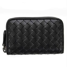 BOTTEGA VENETA 小牛皮編織零錢袋對開短夾(星際藍) 193642 V4651 8838 歷史價格詳細信息