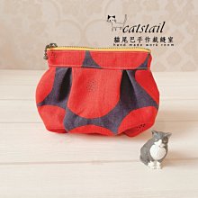 catstail貓尾巴手作裁縫室~溫暖手作可愛藍底橘紅圈圈拉鍊立體零錢包 價格比較,價格查詢,歷史價格詳細信息