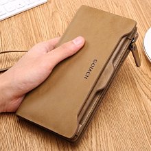 新款復古男士錢包長款拉鏈真皮手拿包多功能歐美牛皮青年男士皮夾,特價新店促銷 歷史價格詳細信息