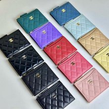 CHANEL經典螺紋雙C LOGO菱格紋小牛皮拉鍊零錢包(黑色) 歷史價格詳細信息