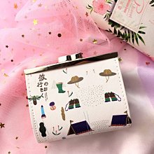 日本 旅人日記 和風藝文 搭扣零錢包PU包(水綠) 歷史價格詳細信息