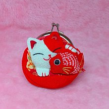 招財貓 珠扣包 口金包 零錢包 棉質 日本製 歷史價格詳細信息