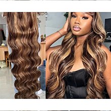化纖假髮頭套前蕾絲時尚染色中分捲髮套前蕾絲假髮女長捲髮 歷史價格詳細信息