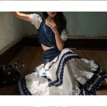 花朵蕾絲拼接A字寬鬆修身棉麻長袖連衣裙(黑.紅M-3L)-A382熊衣褲語 歷史價格詳細信息