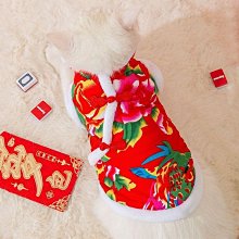 東北大花狗狗衣服秋冬季款中大型犬加厚花棉襖新年喜慶過年拜年服 歷史價格詳細信息