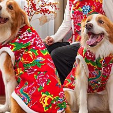 東北大花狗狗衣服秋冬季款中大型犬加厚花棉襖新年喜慶過年拜年服 價格比較,價格查詢,歷史價格詳細信息