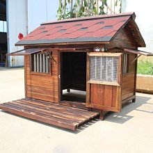 下殺-戶外實木 #狗屋 原木防水防腐中大型犬狗窩寵物別墅木質狗房 #狗籠 包郵 歷史價格詳細信息