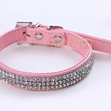 【米狗屋】多排小白圓水鑽PU皮頸圈/項圈(L號)˙玫紅/粉紅/紅/黑/水藍 歷史價格詳細信息