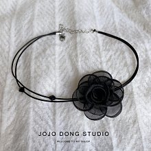 山茶花皮繩項鏈女choker項圈頸鏈復古小眾氣質甜酷高級脖子鎖骨鏈 歷史價格詳細信息