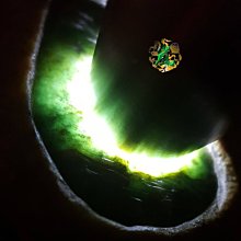 冰晴綠底飄花微鎏金翡翠多寶鼓珠  尺寸卡8.05×5.36目測完美打燈側面微 翡翠 飾品 收藏【二手】【微淵古董】-1538 歷史價格詳細信息