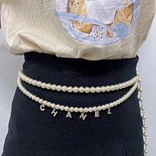 現貨 珍珠腰鏈彈力新款女百搭洋裝鬆緊彈力腰帶時尚韓版配飾潮流顯瘦-簡約 歷史價格詳細信息