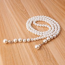 珍珠腰鏈女細配連衣裙子襯衫收腰裝飾腰帶金屬鏈條ins潮百搭時尚大衣腰帶-促銷 歷史價格詳細信息