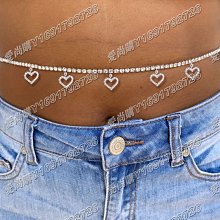 愛尚購11/23歐美愛心金屬腰鍊 心形吊墜水鉆腰鍊身體鍊套裝Waist chain 歷史價格詳細信息