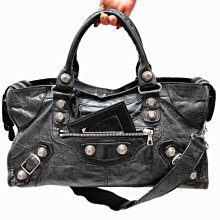 二手旗艦 Balenciaga City  黑色 羊皮 銀釦 手提 塗鴉肩背帶 肩背 機車包 (中友店)08505 歷史價格詳細信息