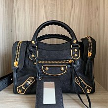 極美二手 BALENCIAGA 300295 黑色 金扣 Mini City bag 機車包 99新 歷史價格詳細信息