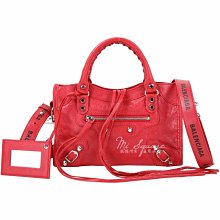 現貨熱銷-BALENCIAGA Logo Strap City S 字母背帶小羊皮機車包(紅色) 1840408-54 歷史價格詳細信息