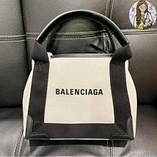 二手BALENCIAGA 巴黎世家- Navy Cabas XS 自然色/黑色帆布迷你手提肩背包 歷史價格詳細信息