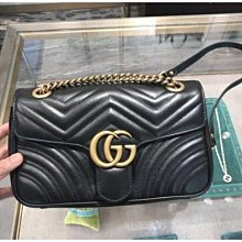 GUCCI 443497 GG Marmont 金屬LOGO翻蓋肩/斜背鍊包.紅 歷史價格詳細信息