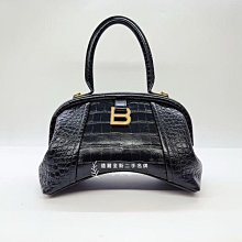 A11857 BALENCIAGA Editor 黑色鱷魚壓紋牛皮金釦沙漏包/673116(台北店) 價格比較,價格查詢,歷史價格詳細信息