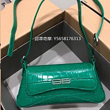 二手正品 巴黎世家 BALENCIAGA  金屬LOGO 鱷魚壓紋翻蓋 斜背包 674693 價格比較,價格查詢,歷史價格詳細信息