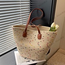 女生包包 草編包 女2023新款時尚手提沙灘包 簡約編織單肩水桶包 歷史價格詳細信息