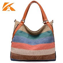 大容量撞色條紋手提包包女新款簡約休閑托特包2023夏季時尚腋下包-Misaki精品 歷史價格詳細信息