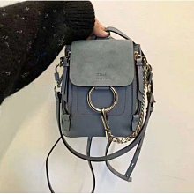 二手 Chloe 經典 小款 FAYE Backpack 牛皮雙肩包 後背包 手提包 水藍色 歷史價格詳細信息