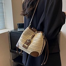 草編水桶小包包女2024新款小清新洋氣時尚編織沙灘包單肩斜挎包包-李李 韓國女裝 歷史價格詳細信息
