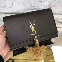 二手 YSL Saint Laurent 流蘇 黑/紅/粉色 金/銀鍊 24cm 斜背包 中款 354119 黑色 現貨 歷史價格詳細信息
