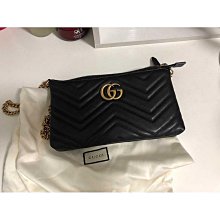 二手 GUCCI Mini GG Marmont 皮革 迷你 小款 肩背包 黑 446744 22公分 歷史價格詳細信息