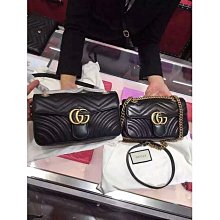 二手 GUCCI Mini GG Marmont 皮革 迷你 小款 肩背包 黑 446744 22公分 歷史價格詳細信息