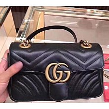 GUCCI  GG Marmont 迷你絎縫皮革斜背/相機包(黑色) 歷史價格詳細信息