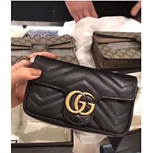 GUCCI 476433 GG Marmont超迷你牛皮肩斜背鍊包.焦糖棕 歷史價格詳細信息