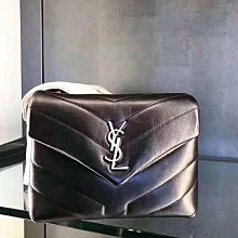 YSL LOULOU PUFFER小羊皮翻蓋鏈帶肩背/斜背包(黑/金) 歷史價格詳細信息