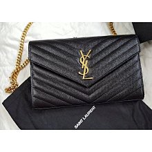 YSL SAINT LAURENT MONOGRAM系列V字縫線魚子醬牛皮信封卡片/零錢夾(駝/金) 歷史價格詳細信息