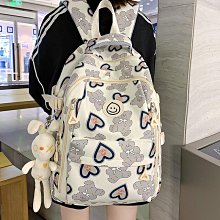 小清新印花桃心書包雙肩包揹包學生大容量韓版原宿百搭簡約日系 歷史價格詳細信息