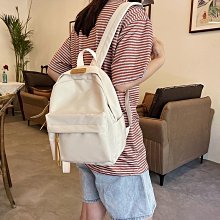 ins日系小清新百搭雙肩包女初中高中生校園純色書包簡約少女背包 歷史價格詳細信息