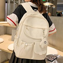 小清新書包初中女生純色簡約輕便雙肩包2023新款大學生學院風背包 歷史價格詳細信息