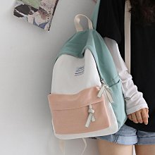 NR日系百搭撞色雙肩包女夏帆布書包女初中生大學生背包女雙肩大小 價格比較,價格查詢,歷史價格詳細信息
