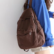 純色復古帆布書包女大學生簡約初中背包電腦雙肩包男潮流ins休閑 歷史價格詳細信息