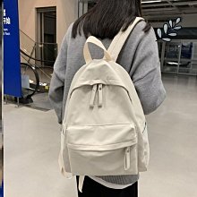 簡約校園風書包女中學生少女雙肩包純色休閑男女大容量帆布背包潮 歷史價格詳細信息