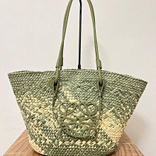 Loewe 大款酒椰纖維編織和小牛皮拼接 大象 包 歷史價格詳細信息