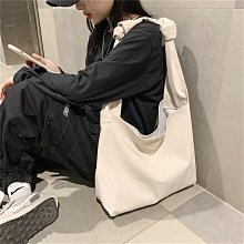 帆布包 大學生 上課包 韓版ins 慵懶風 大容量 單肩包 斜挎包 小眾款 字母刺繡 托特包 大包B037-陽光優選 歷史價格詳細信息