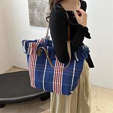大容量帆布包包小眾通勤托特包女學生簡約百搭條紋手提單肩腋下包 歷史價格詳細信息