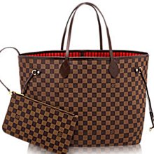 【NEVERFULL BANDOULIERE INSIDE OUT中號手袋】老花/玫紅老花/黃 老花/紅  13753 老花/藍 (雙面) 模特圖 歷史價格詳細信息