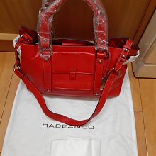 RABEANCO 紫紅色真皮斜肩/手提包內有小包,底寬度43*10cm,高度31cm,使用磨損痕跡如圖降價大出清 歷史價格詳細信息