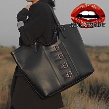 ♥kellymode♥全新24冬新款 潮流時尚 黑色 金屬造型扣 鏈條裝飾 頭層牛皮 大容量 機車托特包 單肩包 歷史價格詳細信息