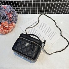 Chanel 香奈兒 22S荔枝牛皮手柄盒子 化妝包拉鍊鏈條斜挎包【潮流百貨】 歷史價格詳細信息